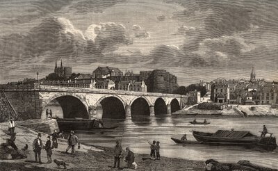 アンジェ - ペイ・ド・ラ・ロワール地方のメイン＝エ＝ロワール - V.-A. Malt-Brownによる「France illustree: geography, history, statistical administration」に掲載された彫刻。V.-A. Malt-Brown著「France illustree: geography, history, statistical administration」に掲載されている。1884 作： French School