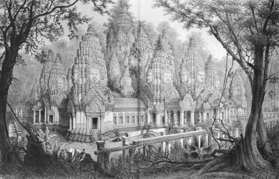 アンコール、バイオン遺跡、インドシナのアトラスデュヴォヤージュ探検のイラスト、1866-68、ドゥダールドラグリー、1873年公開、パリ、アシェット 作： French School