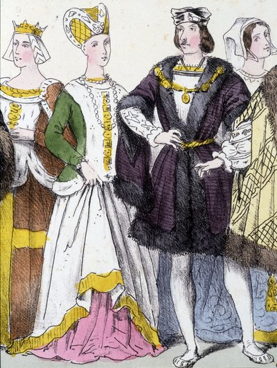 アンヌ・ドゥ・ブルターニュとシャルル8世 - "La monarchy francaise en estampes" にて 作： French School