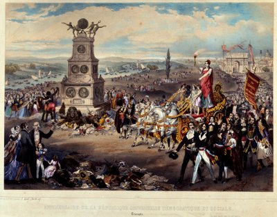 民主・社会主義共和国の記念日。Triomphe de La Republique（共和国の凱旋）。1848年に描かれたもの。パリ、カルナヴァレ美術館 作： French School