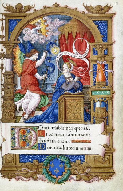 フランソワ1世のために作られた時祷書からの受胎告知、c.1532-1540 作： French School