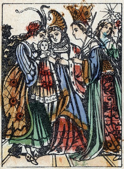 フランスの作家、シャルル・ペロー（1628-1703）の物語「休眠中の森の美女」の匿名イラスト。イメージング・ペラン（エピナル）の木版画。19世紀後半の作品。 作： French School