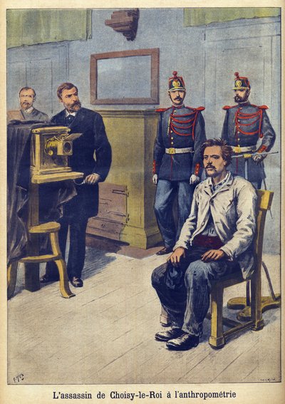 人間測定 - アルフォンス・ベルティヨン（1853-1914）のイラスト（「Le Petit Journal」1899年5月号より）（エングレーヴィング 作： French School