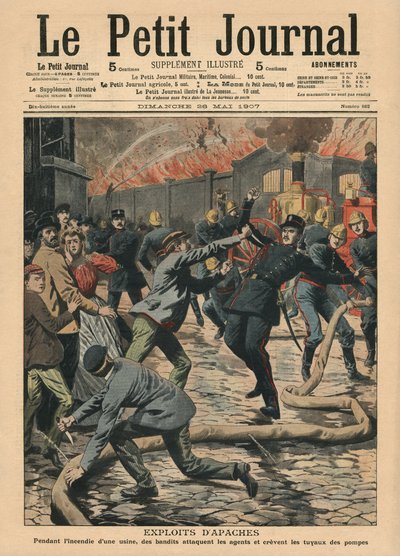 アパッチの成果、「Le Petit Journal」のイラスト、補足イラストレーター、1907年5月26日 作： French School