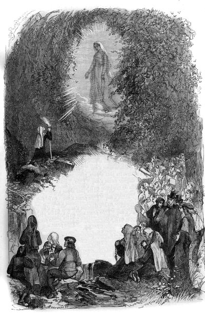 オート・ピレネー地方のルルドの洞窟でのベルナデット・スビロー（1844-1879）への聖母マリアの出現 (65) 作： French School
