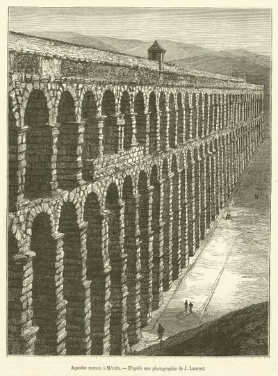 Aqueduc romain a Merida (e.g. engraving) 作： French School