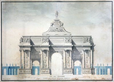 凱旋門、1810年頃（紙にペンとインク付きのトイレ） 作： French School