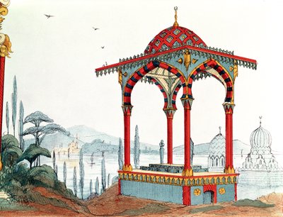 トルコの建築スケッチ、19世紀後半（ペンとインク、紙の色） 作： French School