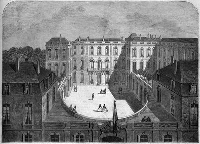 建築：18-19世紀のパリのデポ・デ・コンシネーション・ホテルの風景 作： French School