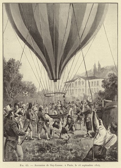 1804年9月16日にパリで行われたゲイ・リュサックの登頂（彫刻 作： French School
