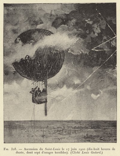 1900年6月17日、サン・ルイ号の登頂（18時間、うち7時間はひどい暴風雨だった 作： French School