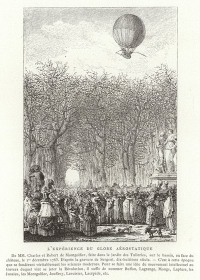 1783年12月1日、パリのモンゴルフィエ兄弟の空中グローブの上昇 作： French School