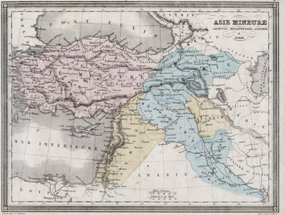 古代の小アジア、アルメニア、メソポタミア、アッシリア、シリア - Vuillemin著「Universal Atlas of Ancient and Modern Geography for Use of Residential Schools」より抜粋 - 1845年頃 作： French School