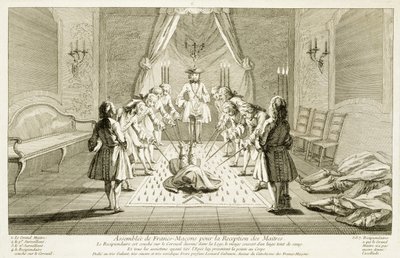 修道院の開始のための無料の石工の集会、宗教と習慣の儀式、c.1733 作： French School