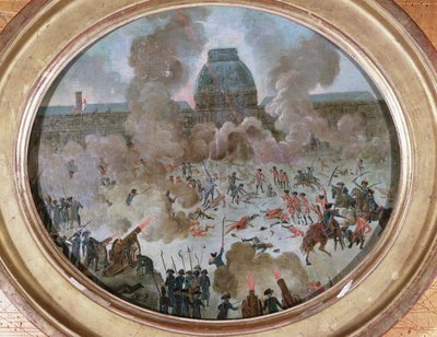 チュイルリーへの攻撃、パリ、1792年8月10日（キャンバスにガッシュ） 作： French School