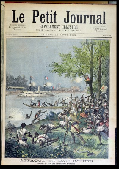 1892年8月20日、Le Petit JournalからのDahomeyの村人への攻撃 作： French School