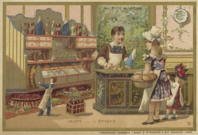 子供向けゲームをフィーチャーしたAu Bon Marcheカード 作： French School