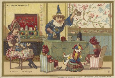 子供向けゲームをフィーチャーしたAu Bon Marcheカード 作： French School