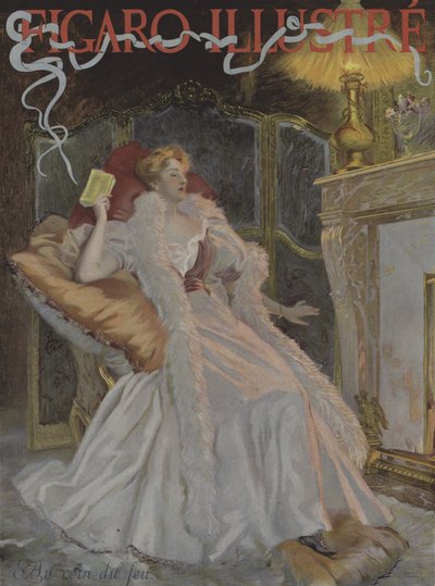 Au coin du feu (By the Fireside).1896年1月のLe Figaro Illustre誌の表紙（カラーリトグラフ版 作： French School