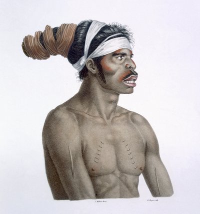 1812年にニューオランダから来たオーストラリア先住民、クールーバリガルと呼ばれる男 作： French School