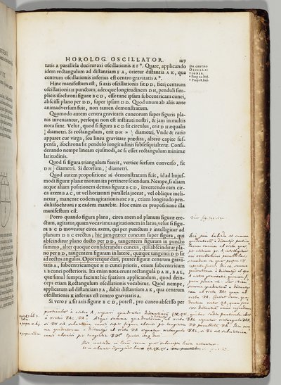 おそらくクリスティアーン・ホイヘンス（1629-95）、パリ：F.Muguetによる曲線または振り子幾何学の動きの著者自身の注釈付きコピー 作： French School