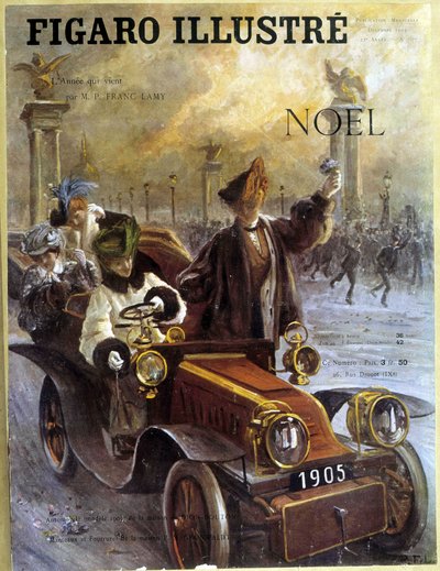 自動車 Dion-Bouton 1905年、コートと毛皮 Grunwaldt - 「Le Figaro Illustré」1904年12月号掲載 作： French School