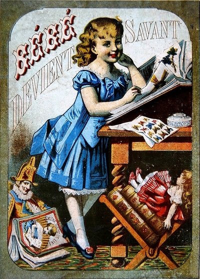 赤ちゃんが学者になる」1870年頃（カラーリトグラフ） 作： French School