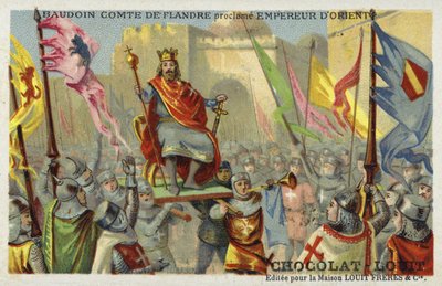 フランダース伯、ボールドウィン9世がコンスタンティノープル大帝を宣言、1204年 作： French School