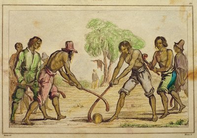 ボール ゲーム、チリのインディアンの人気のある習慣 (手描きの彫刻) 作： French School
