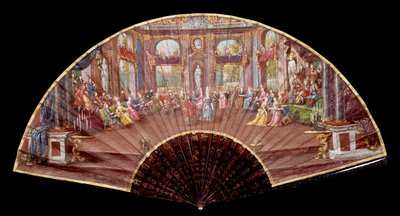 ルイ14世（1638-1715）時代の宮廷での舞踏会風景 18世紀 扇面 パリ 装飾美術 作： French School