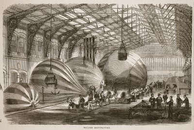 風船製造所、1870〜1871年のフランスとドイツ間の戦争のカッセルズ歴史からのイラスト 作： French School