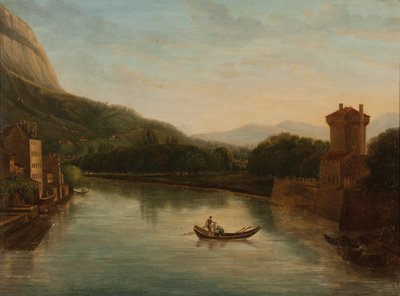 グルノーブルのイゼール河岸（油彩・キャンバス） 作： French School