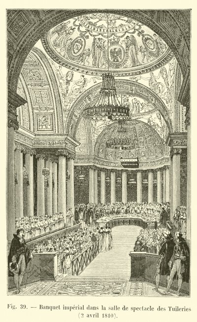 1810年4月2日、チュイルリーコンサートホールでの帝国宴会 作： French School