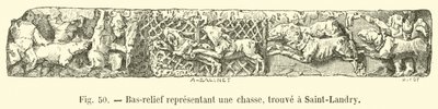 サンランドリーで発見された狩猟を表すレリーフ 作： French School