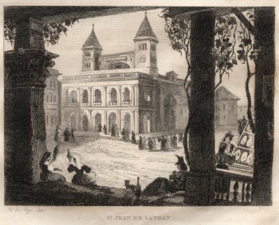 ローマのサン・ジョバンニ・ラテラノ聖堂 - ラテランの聖ヨハネ - M. de Norvins, Ch. Nodier 1834-1836による "Picturesque Italy" - History and Descriptive Painting of Italyからのエングレーヴィング。 作： French School