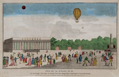 バスティーユデー、パリ、1801年7月14日（手描きの彫刻） 作： French School