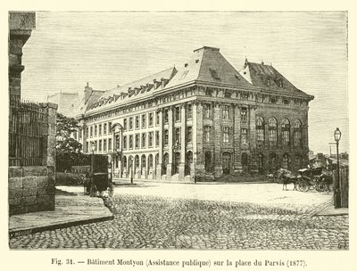 バティメントモンティヨン、公的支援、パルヴィス広場、1877年 作： French School