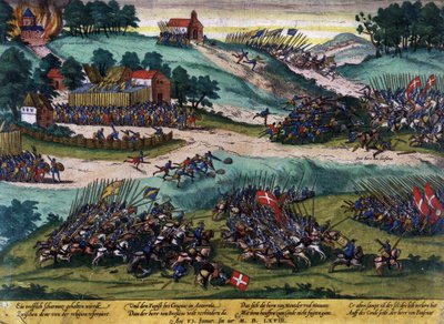 1568年のコニャックの戦い（宗教戦争）。 作： French School