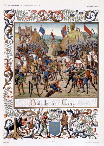 100年戦争のクレシーの戦い 作： French School