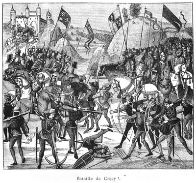 1346年のクレシーの戦い、フロワサールクロニクルのコピー 作： French School