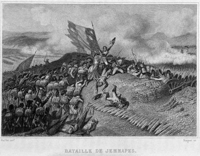 1792年のジェマプスの戦い（デュムリエが指揮したフランス軍の勝利）-ティエールの「フランス革命」にて。19世紀 作： French School