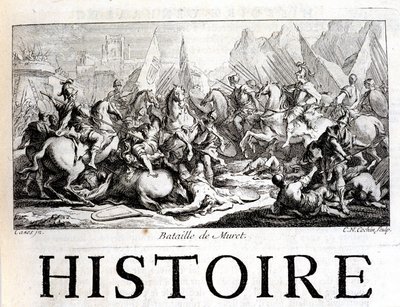 1213年9月12日のミュレの戦い - Joseph Vaissete著「Histoire générale de Languedoc」（パリ）に掲載。 作： French School