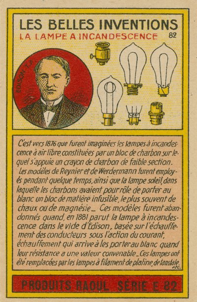 美しい発明カード、電球 作： French School