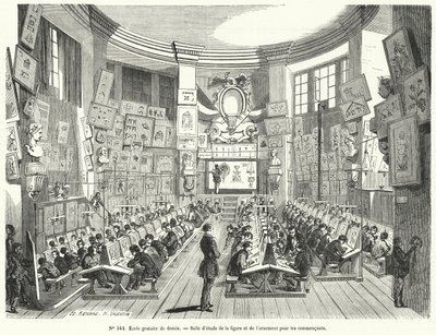 フランス、デッサンのフリースクールの初心者クラス（エングレービング 作： French School