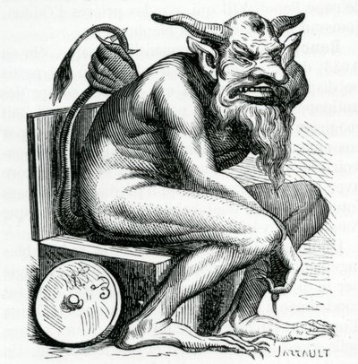 ベルフェゴール、ジャックアルビンサイモンコリンドプランシー作「Dictionnaire Infernal」のイラスト、1863 作： French School