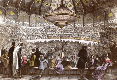 ベルリオーズ、1845年1月19日にパリのシルク・オリンピックでコンサートを指揮 - ヘクトル・ベルリオーズ（1803-1869）、パリのシャンゼリゼのオリンピック・サーカスのホールにて 作： French School