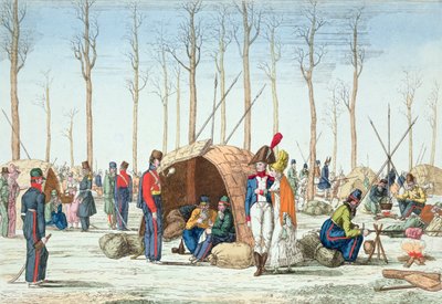 1814年3月31日、パリのシャンゼリゼに駐留するロシア軍のビバーク 作： French School