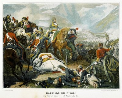 リボリの戦い（イタリア）でオーストリア軍に勝利したボナパルト（中央）＝1月14日 作： French School