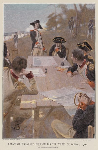 ボナパルトがトゥーロンの撮影計画を説明 作： French School