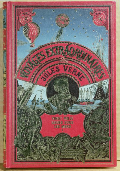 Jules Verne（1828-1905）による海底20,000リーグのブックカバー1870 作： French School